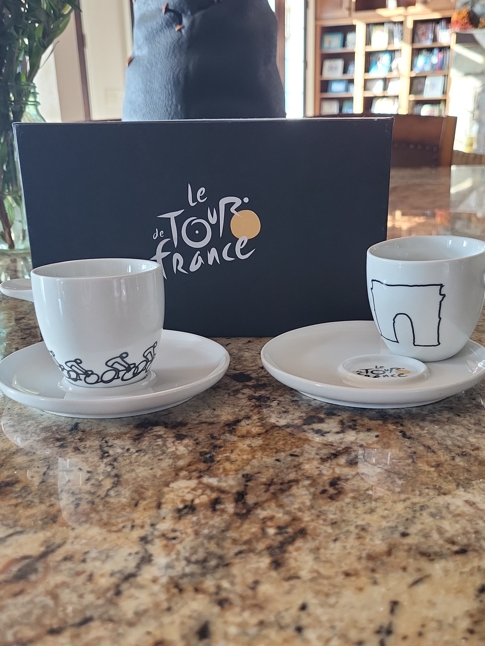 Tour De France White Porcelain Espresso Cup & Saucer Set - White